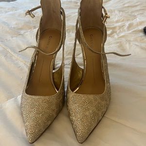 gianni bini gold rhinestone heels